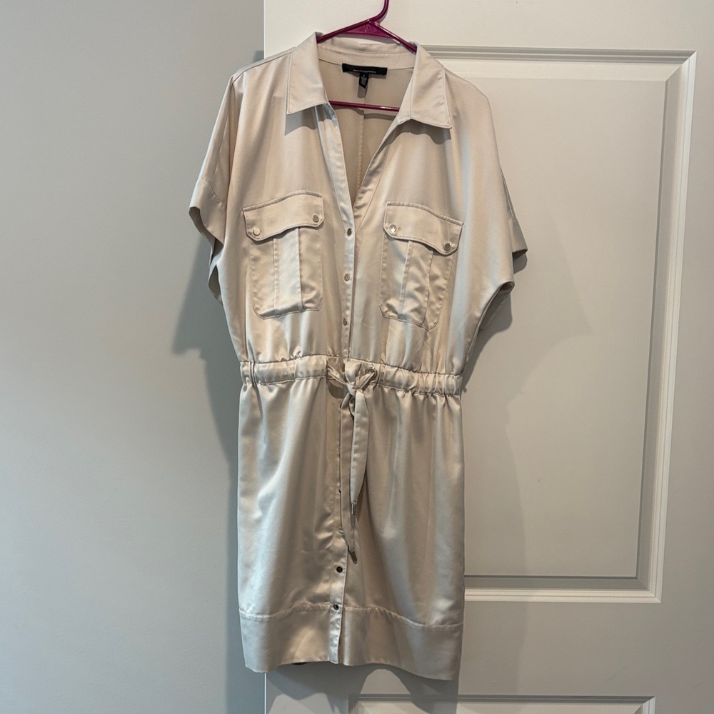 White House Black Market Beige Shirt Dress - Picture 6 of 6